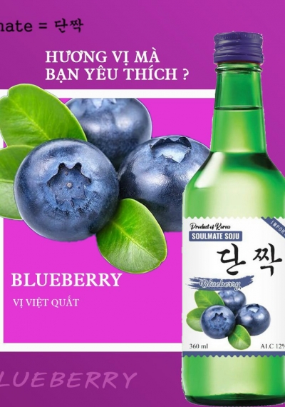 Rượu Soju Hàn Quốc Soulmate Blueberry 360ml - Hương vị việt quất
