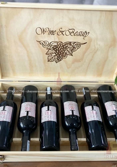 Quà tặng cao cấp hộp gỗ 6 chai rượu vang Ý 1933 Semi