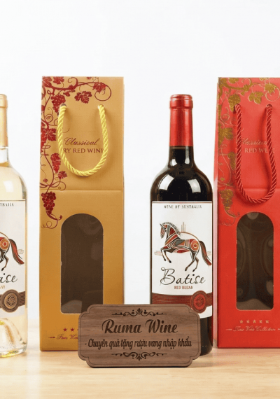 Quà tặng túi giấy ép kim 1 chai vang Úc Batise