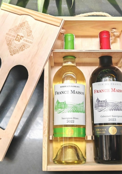 Quà tặng cao cấp 2 chai vang Pháp France Maison