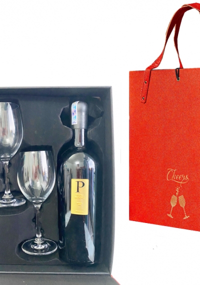 Bộ quà tặng tết vang Piero kèm ly vang