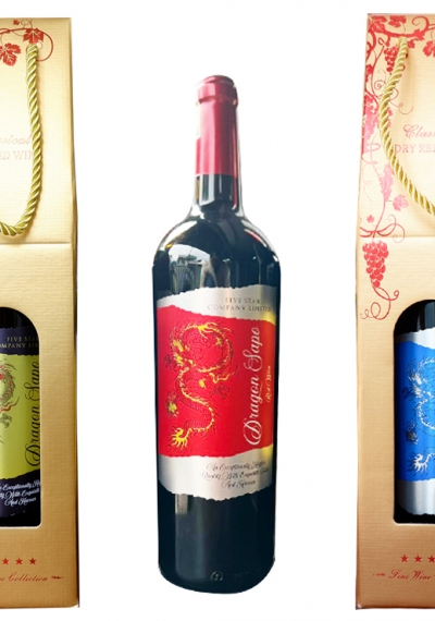 Quà tặng túi giấy ép kim 1 chai rượu vang Dragon