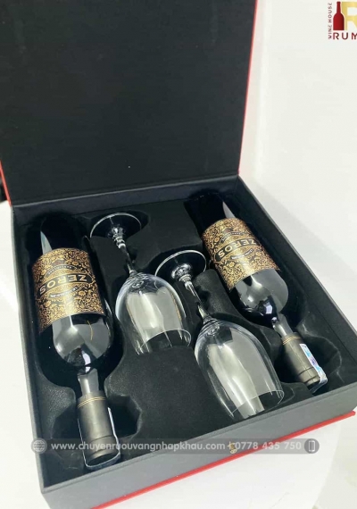 Bộ quà tặng tết vang Zeros kèm ly vang