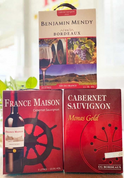 Combo 3 bình vang bịch 3 lít Pháp nhập khẩu chính hãng