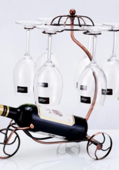 Kệ để chai rượu hình xe đạp kèm giá treo 6 ly