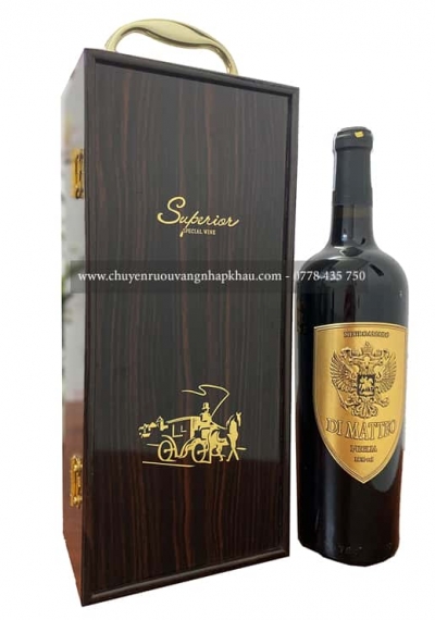Set quà tặng tết hộp sơn mài 1 chai rượu vang Ý Di Matteo