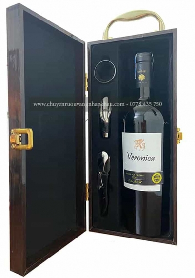 Set quà tặng tết hộp sơn mài 1 chai rượu vang Ý Veronica Rosso