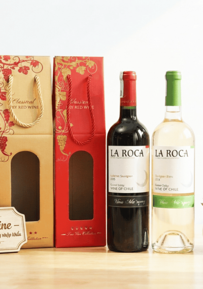Quà tặng túi giấy ép kim 1 chai vang La Roca