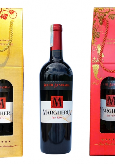 Quà tặng túi giấy ép kim 1 chai rượu vang Úc Margheria
