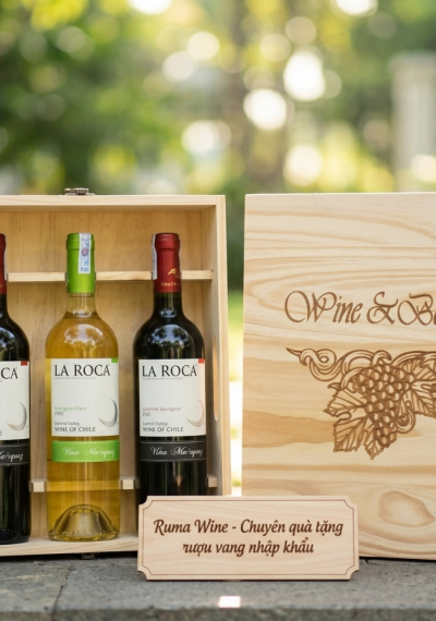 Quà tặng cao cấp 3 chai vang Chile La Roca