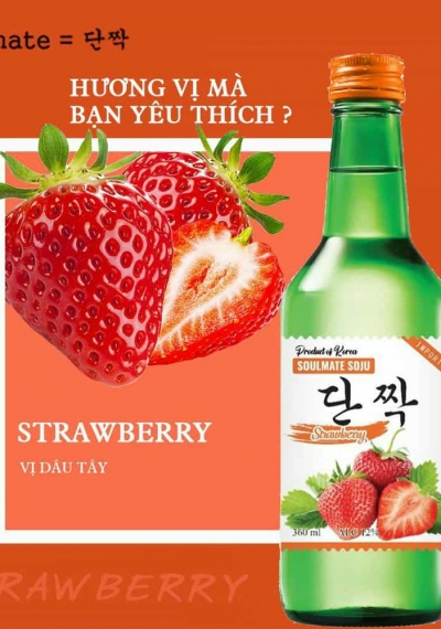 Rượu Soju Hàn Quốc Soulmate Strawberry 360ml - Hương vị dâu