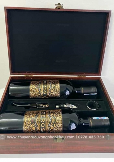 Bộ quà tặng tết 2 chai rượu vang Ý Zeros