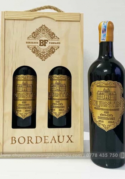 Quà tặng cao cấp 2 chai vang Pháp Quentin