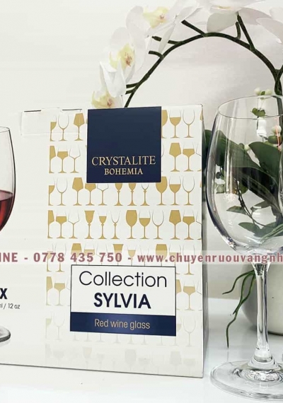 Bộ 6 ly thuỷ tinh uống rượu vang Sylvia 350ml