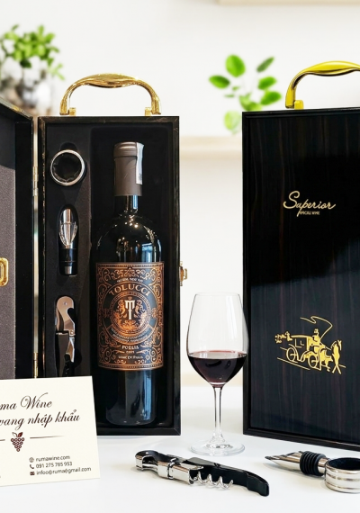 Set quà tặng tết hộp sơn mài 1 chai rượu vang Ý Tolucci 14