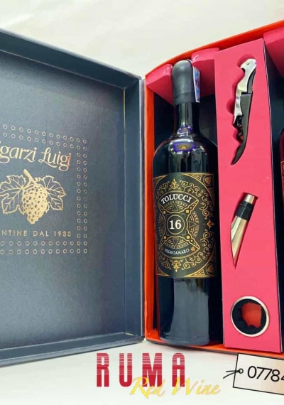 Quà tặng hộp 2 chai rượu vang Ý Tolucci 16 kèm phụ kiện 