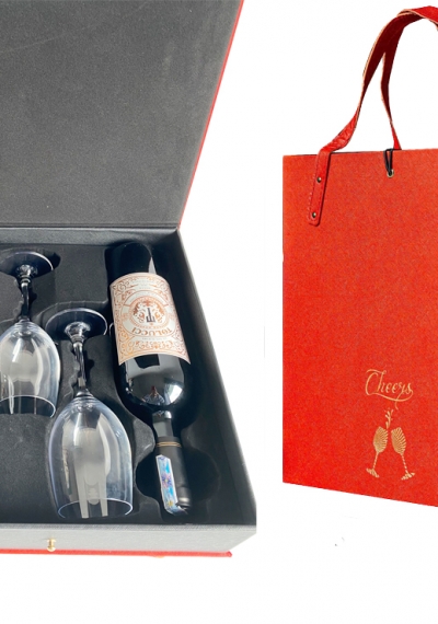 Bộ quà tặng tết vang Tolucci Semi kèm ly vang