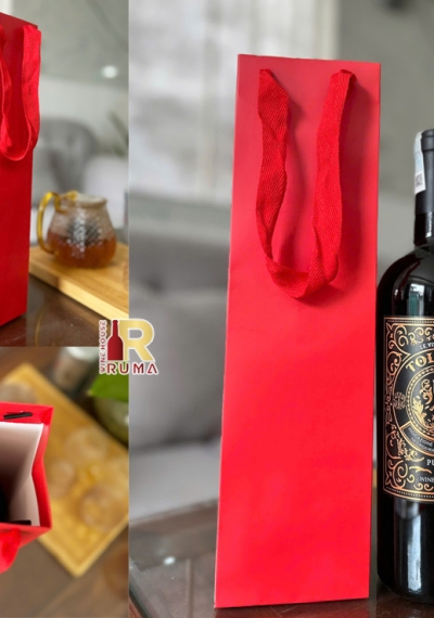 Túi giấy đựng 1 chai rượu màu đỏ