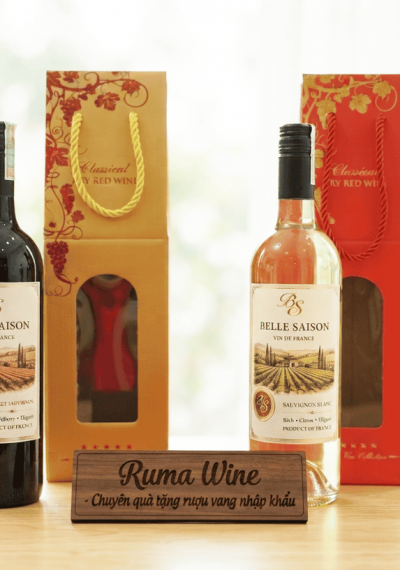 Quà tặng túi giấy ép kim 1 chai vang Belle Saison