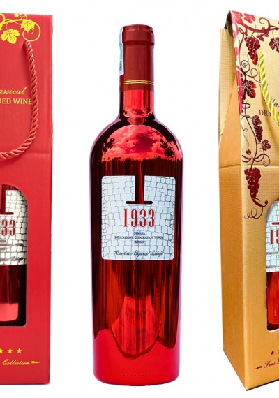 Quà tặng túi giấy ép kim 1 chai rượu vang Ý 1933 Ruby