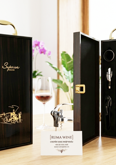 Set quà tặng tết hộp sơn mài 1 chai rượu vang Ý Segreto