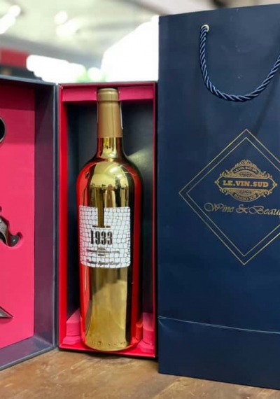 Quà tặng hộp 1 chai rượu vang Ý 1933 Topaz kèm phụ kiện 