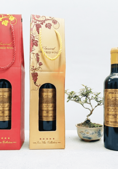 Quà tặng túi giấy ép kim 1 chai vang Pháp Nicolas