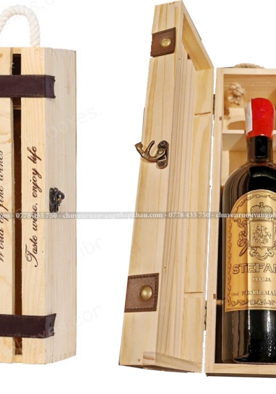 Set quà tặng hộp gỗ 1 chai vang Ý Stefano