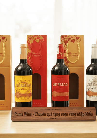 Quà tặng túi giấy ép kim 1 chai vang German
