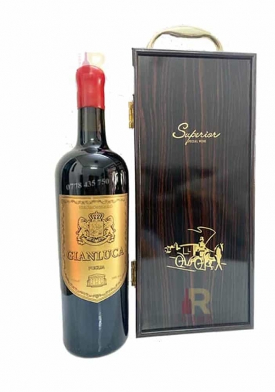 Set quà tặng tết hộp sơn mài 1 chai rượu vang Ý Gianluca