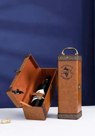 Hộp da đơn nâu họa tiết chùm nho