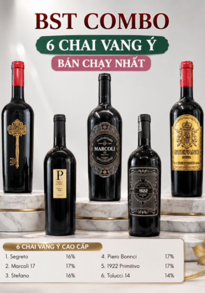 Combo 6 chai rượu vang Ý chất lượng