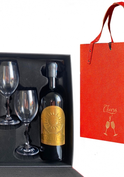 Bộ quà tặng tết vang Tolucci 17 kèm ly vang