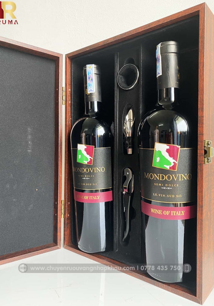 Bộ quà tặng tết 2 chai rượu vang Ý Mondovino Semi