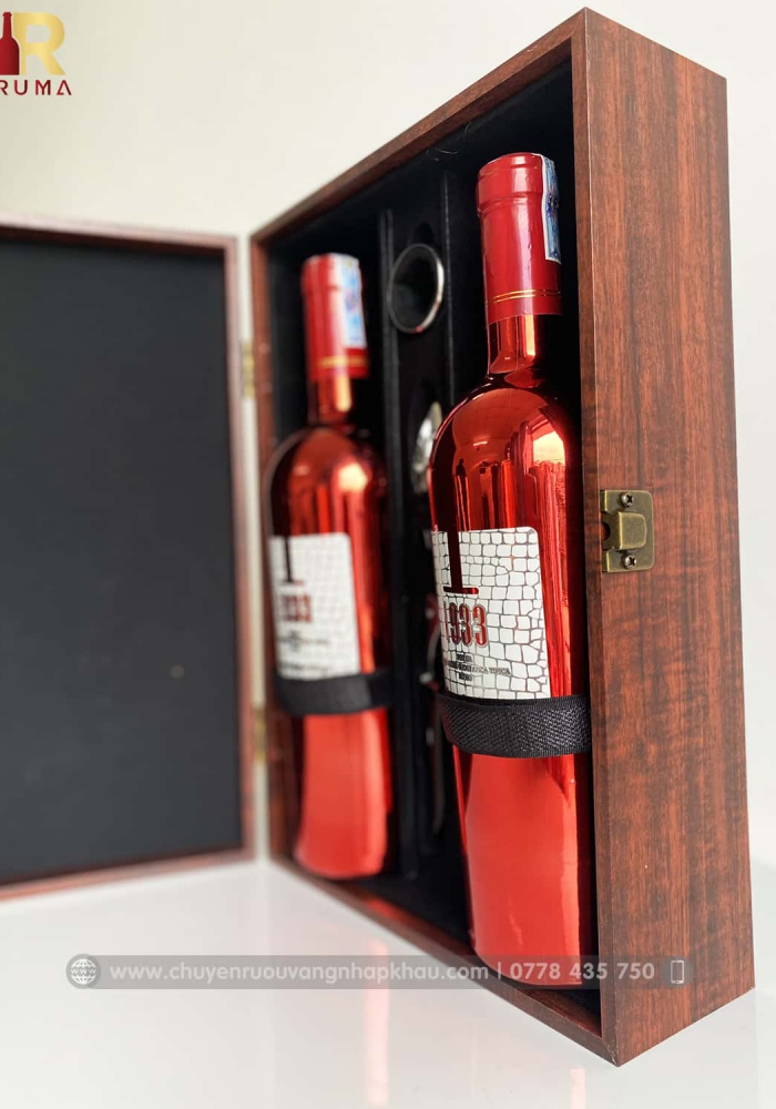 Bộ quà tặng tết 2 chai rượu vang Ý 1933 Ruby