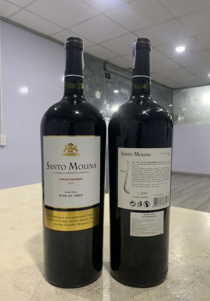 Quà tặng cao cấp 3 chai vang Chile Santo Molina 1.5L