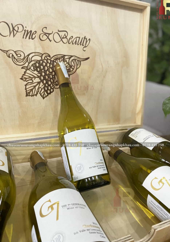 Quà tặng hộp gỗ 6 chai rượu vang Chile G7 Chardonnay