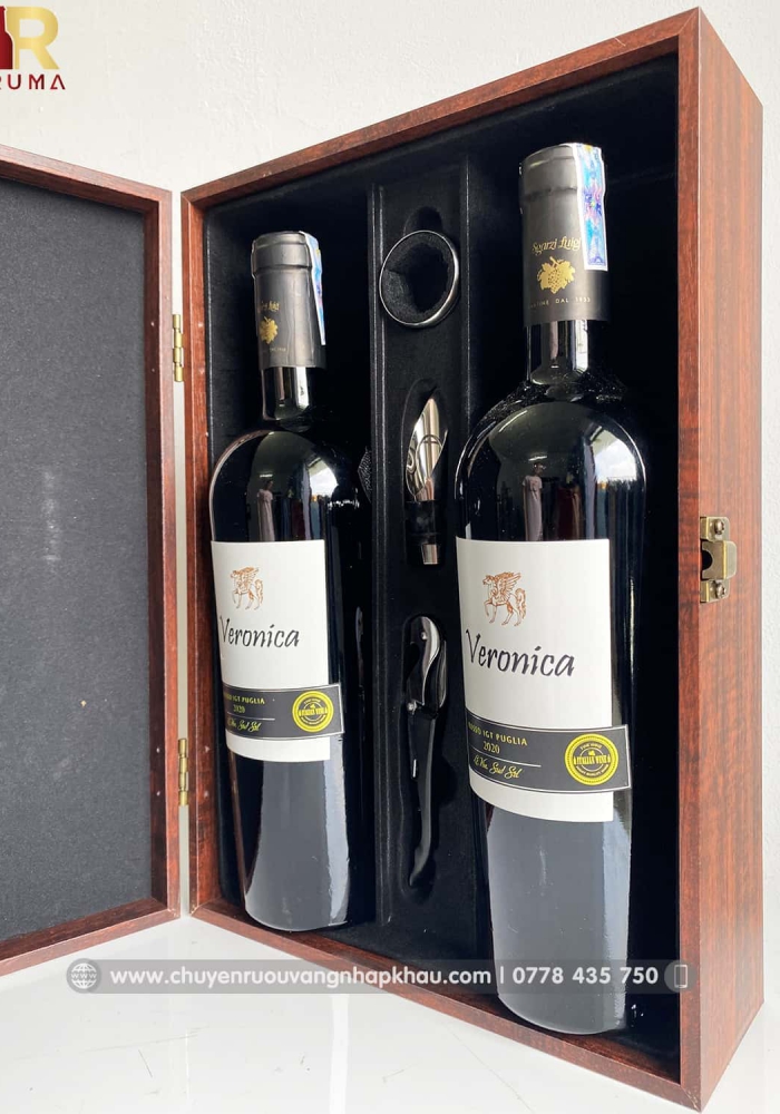 Bộ quà tặng tết 2 chai rượu vang Ý Veronica Rosso