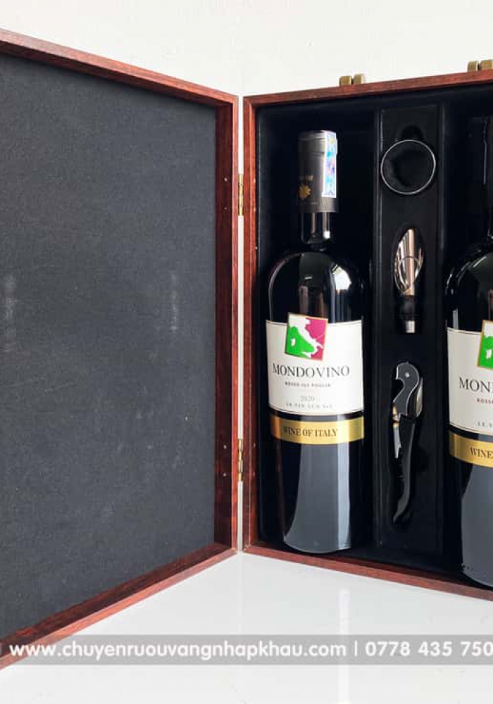 Bộ quà tặng tết 2 chai rượu vang Ý Mondovino Rosso