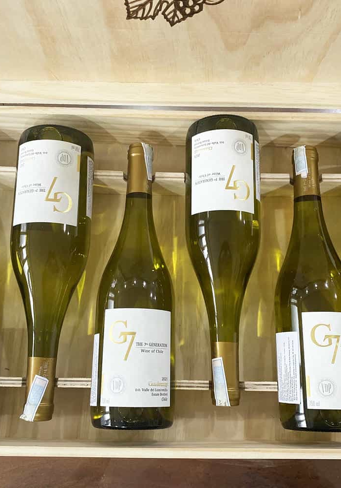 Quà tặng hộp gỗ 6 chai rượu vang Chile G7 Chardonnay