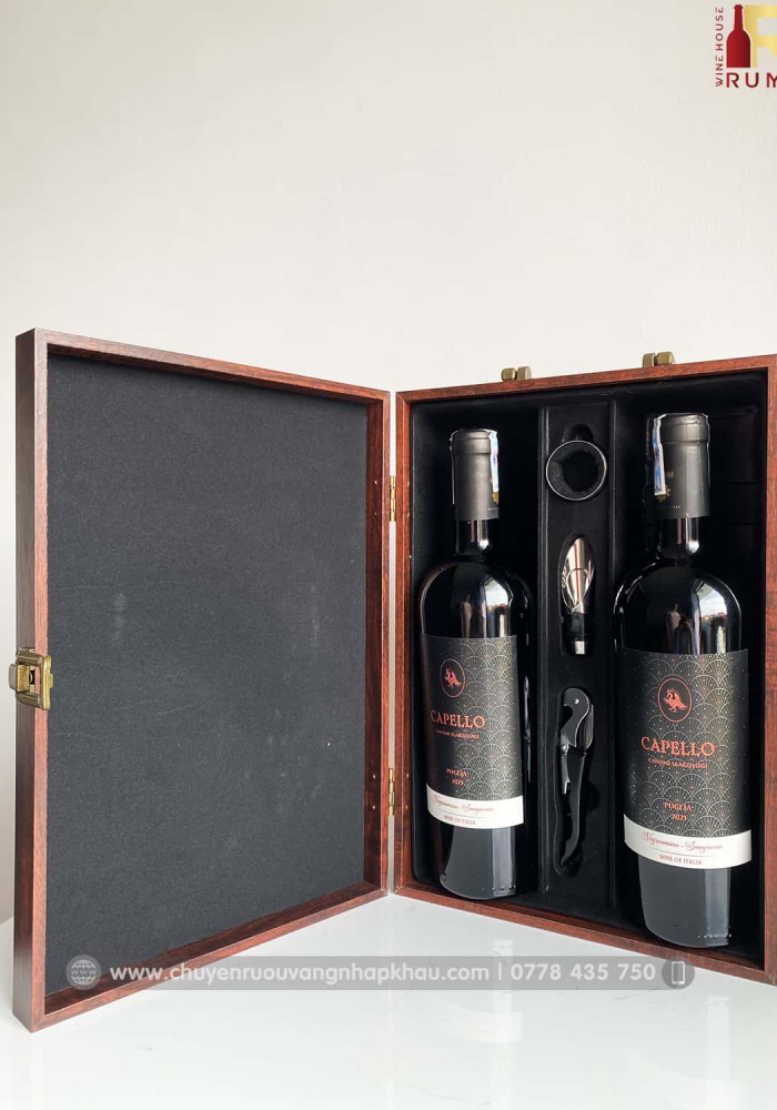 Bộ quà tặng tết 2 chai rượu vang Ý Capello