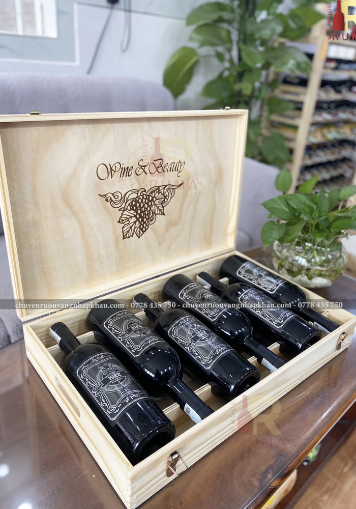 Quà tặng cao cấp hộp gỗ 6 chai rượu vang Ý 1922