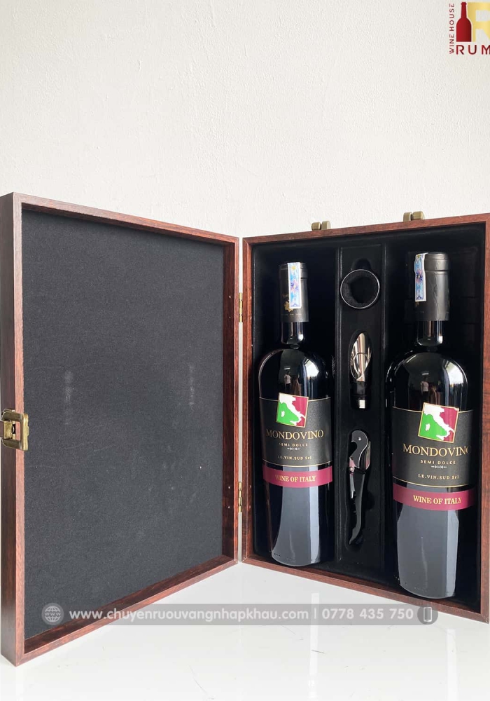 Bộ quà tặng tết 2 chai rượu vang Ý Mondovino Semi