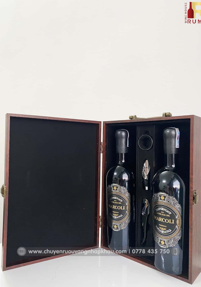 Bộ quà tặng tết 2 chai rượu vang Ý Marcoli 17