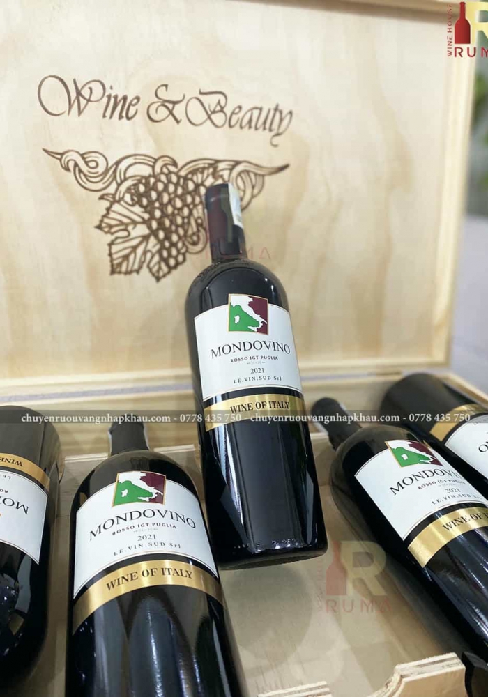 Quà tặng cao cấp 6 chai vang Ý Mondovino Rosso