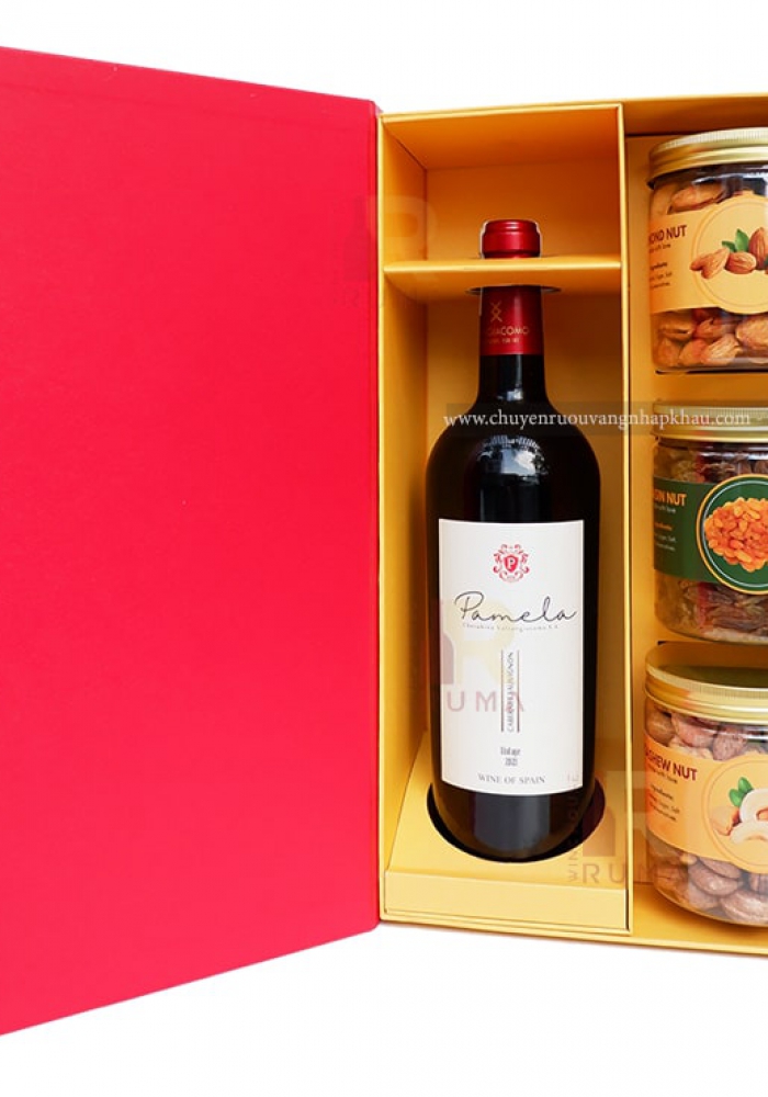 Hộp quà tặng tết rượu vang Tây Ban Nha Pamela