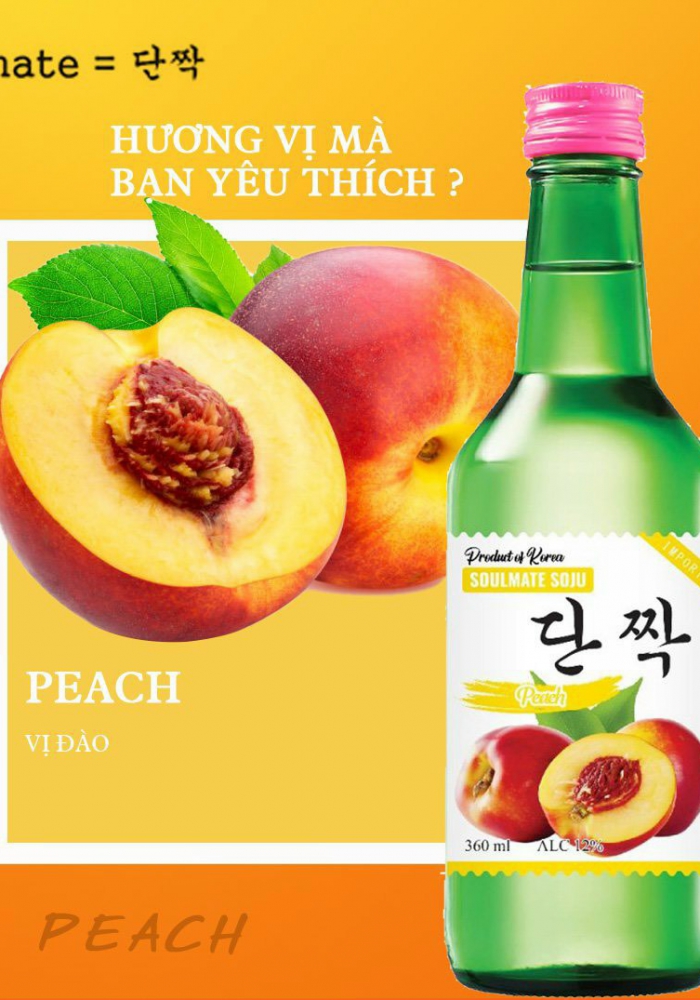 Rượu Soju Hàn Quốc Soulmate Peach 360ml - Hương vị đào