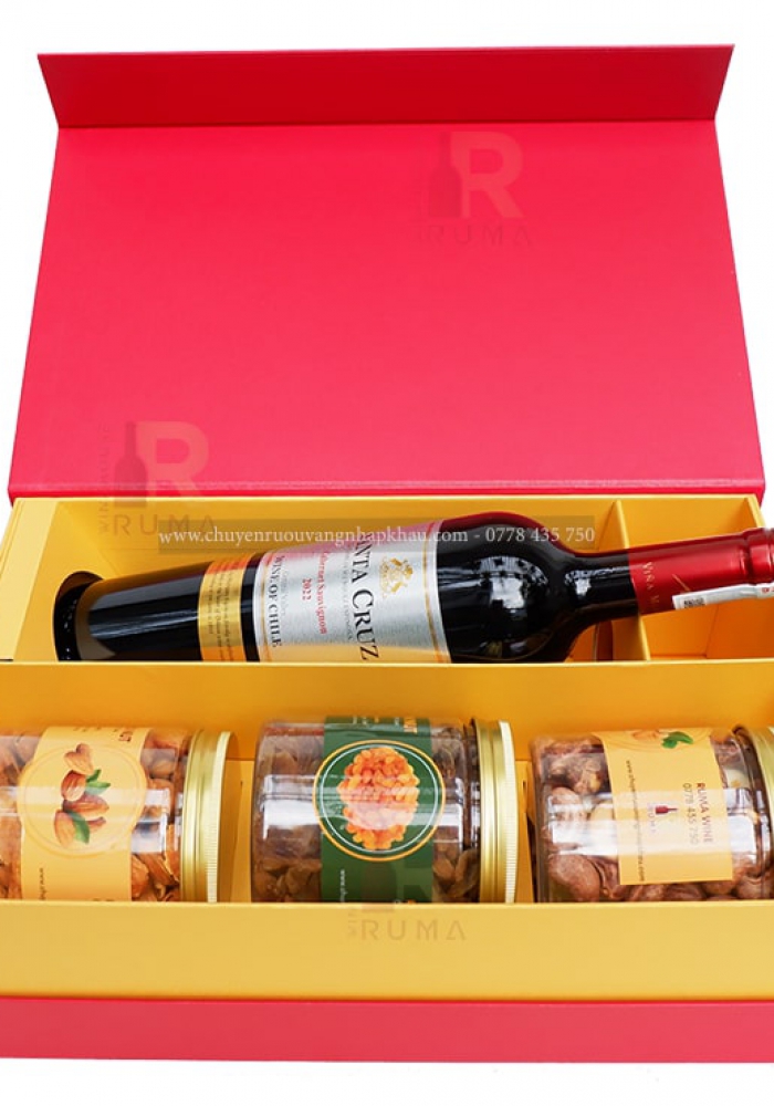 Hộp quà tặng tết rượu vang Chile Santa Cruz