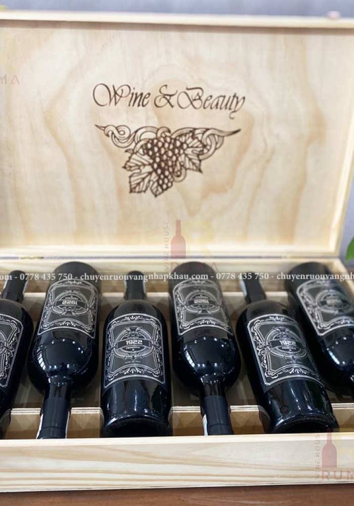 Quà tặng cao cấp hộp gỗ 6 chai rượu vang Ý 1922