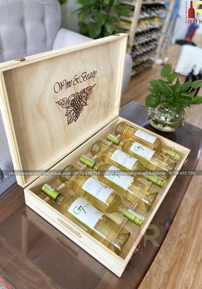 Quà tặng hộp gỗ 6 chai rượu vang Chile G7 Sauvignon Blanc